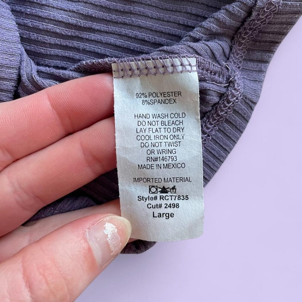 Love Wins Purple Ribbed Tie Front Crop Top – Size L - Picture 6 of 6